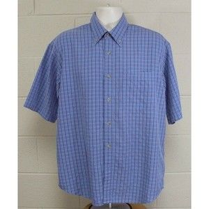 Columbia GRT Short Sleeve Button Down Shirt Men sz M Blue plaid 1 pocket